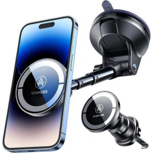 imageMilitaryGradeVANMASS for MagSafe Car Mount 2025 Upgraded Strongest Magnets Magnetic Phone Holder Suction Cell Stand for Dashboard Windshield VentTruck Cradle for iPhone 16 15 14 13 12 11 AndroidBlack