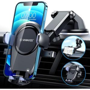 imageVANMASS 2024 Upgraded Car Phone Holder Mount Strongest Suction ampamp MilitaryGrade Universal Cell Phone Holder Stand for Truck Dash Windshield Vent Cradles for iPhone Android All SmartphonesBlack