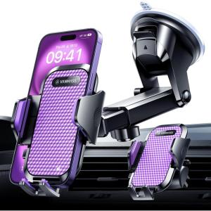 imageVANMASS 2025True MilitaryGrade Phone Holders for Your Car 65LBS Strongest Suction ampamp Clip Ultimate Cell Phone Mount Dashboard Window Vent for iPhone 16 Pro Max 15 14 13 12 Samsung Android TruckPurple