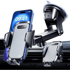 imageVANMASS 2025True MilitaryGrade Phone Holders for Your Car 65LBS Strongest Suction ampamp Clip Ultimate Cell Phone Mount Dashboard Window Vent for iPhone 16 Pro Max 15 14 13 12 Samsung Android TruckSilver