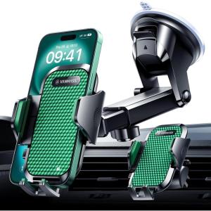 imageVANMASS 2025True MilitaryGrade Phone Holders for Your Car 65LBS Strongest Suction ampamp Clip Ultimate Cell Phone Mount Dashboard Window Vent for iPhone 16 Pro Max 15 14 13 12 Samsung Android TruckGreen