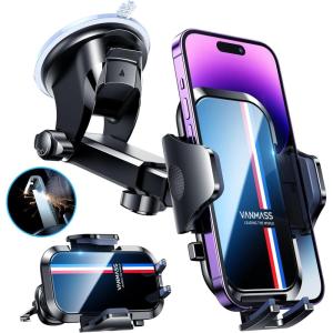 imageVANMASS Exclusive True MilitaryGrade Car Phone Holder Mount Patent Certs ampamp Over 65LBS Suction Cell Phone Stand Cradles Dashboard Windshield for iPhone 15 14 13 Pro Max Samsung Android Truck