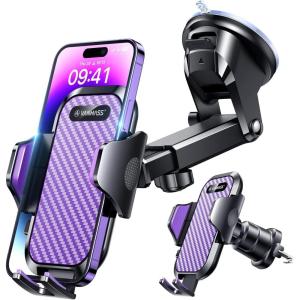 imageVANMASS Longest Lasting True MilitaryGrade Car Phone Holder Strongest Suction ampamp Clip Cell Mount Dashboard Windshield Vent Automobile Cradle Truck Accessories for iPhone 16 15 Pro Max 14 13 AndroidPurple