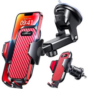 imageVANMASS Longest Lasting True MilitaryGrade Car Phone Holder Strongest Suction ampamp Clip Cell Mount Dashboard Windshield Vent Automobile Cradle Truck Accessories for iPhone 16 15 Pro Max 14 13 AndroidRed