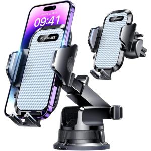 imageVANMASS Pro Version Universal Car Phone Mount 2025 Super Suction Cup Phone Holder for Car Cell Phone Car Mount for Windshield Dash Vent Truck Stand for iPhone 16 Pro Max 15 14 13 Samsung AndroidSilver