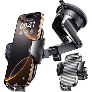imageVANMASS Pro Version Universal Car Phone Mount 2025 Super Suction Cup Phone Holder for Car Cell Phone Car Mount for Windshield Dash Vent Truck Stand for iPhone 16 Pro Max 15 14 13 Samsung AndroidBlack