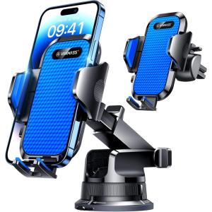 imageVANMASS Pro Version Universal Car Phone Mount Super Suction Cup Dashboard Phone Holder Handsfree Windshield Dash Vent Phone Holder Car Compatible for iPhone 16 15 14 13 Samsung LG ampamp TruckBlueBlue