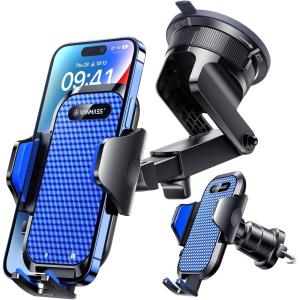 imageVANMASS True MilitaryGrade Car Phone Holder Upgraded Suction ampamp Clip Cell Phone Mount for Dashboard Windshield Vent Truck Cradle Dash Stand for iPhone 16 Pro Max 15 14 13 12 Android PurpleBlue