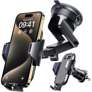 imageVANMASS True MilitaryGrade Car Phone Holder Upgraded Suction ampamp Clip Cell Phone Mount for Dashboard Windshield Vent Truck Cradle Dash Stand for iPhone 16 Pro Max 15 14 13 12 Android PurpleBlack