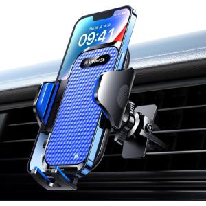 imageVANMASS Upgraded Car Vent Phone Holder Mount Compatible for iPhone 13 Pro Max 12 11 X Xr Xs 8 7 Plus Mini Se Android Mobile Cell Smartphone Universal Vehicle Handsfree Easy Clamp Clip CradleBlue3rdGeneration