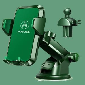 imageVANMASS Best Car Phone Holder Upgraded Solid ampamp Durable Cell Phone Car Mount for Dashboard Windshield Vent Suction Phone Stand Automobile Cradles for iPhone 15 Pro Max 14 13 8 AndroidAllGreen